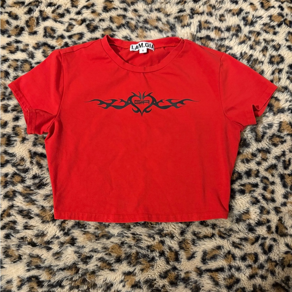 I.AM.GIA Fiery Red Tribal Crop Top
